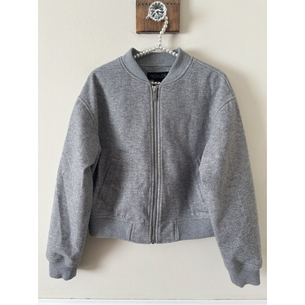 Rachel Zoe Womens Size Small Gray Bomber Style Jacket Zip Front Pockets